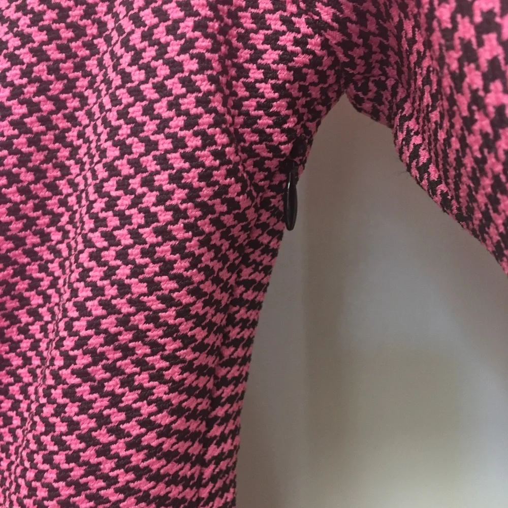 NWT Zara Pink Black Houndstooth Blazer Dress Bloggers Fav - Picture 10 of 12